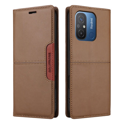 For Redmi 12C GQUTROBE G01 RFID Anti-theft Leather Phone Case(Brown)