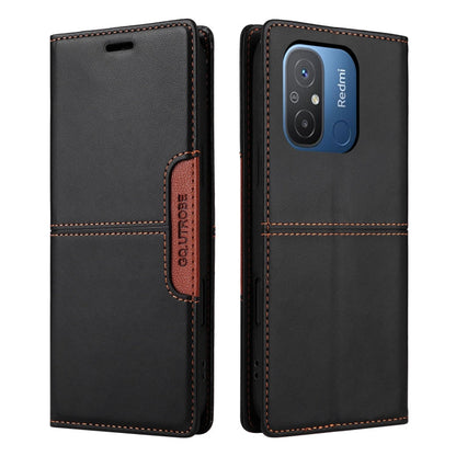 For Redmi 12C GQUTROBE G01 RFID Anti-theft Leather Phone Case(Black)