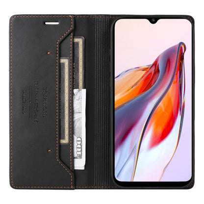 For Redmi 12C GQUTROBE G01 RFID Anti-theft Leather Phone Case(Black)