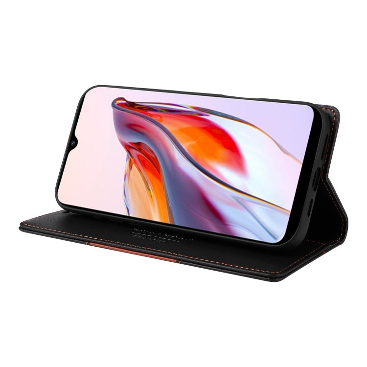 For Redmi 12C GQUTROBE G01 RFID Anti-theft Leather Phone Case(Black)