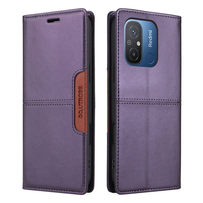 For Redmi 12C GQUTROBE G01 RFID Anti-theft Leather Phone Case(Purple)
