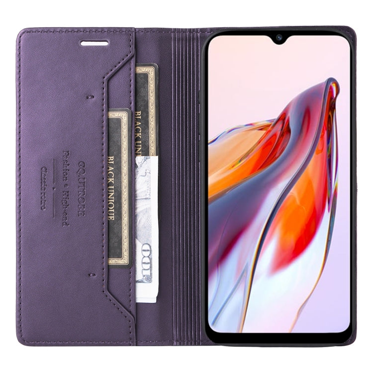 For Redmi 12C GQUTROBE G01 RFID Anti-theft Leather Phone Case(Purple)