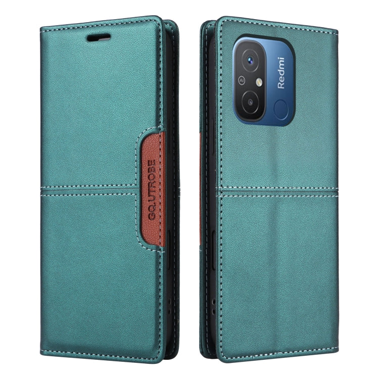 For Redmi 12C GQUTROBE G01 RFID Anti-theft Leather Phone Case(Green)