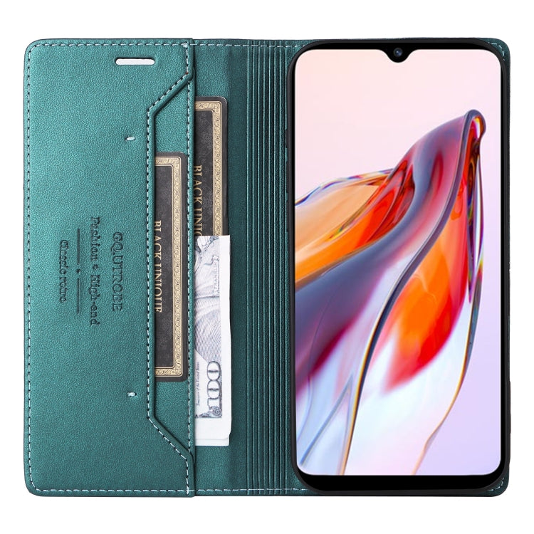 For Redmi 12C GQUTROBE G01 RFID Anti-theft Leather Phone Case(Green)