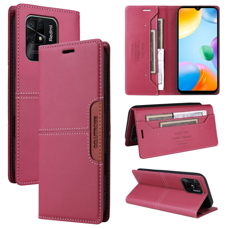 For Redmi 10C GQUTROBE G01 RFID Anti-theft Leather Phone Case(Red)