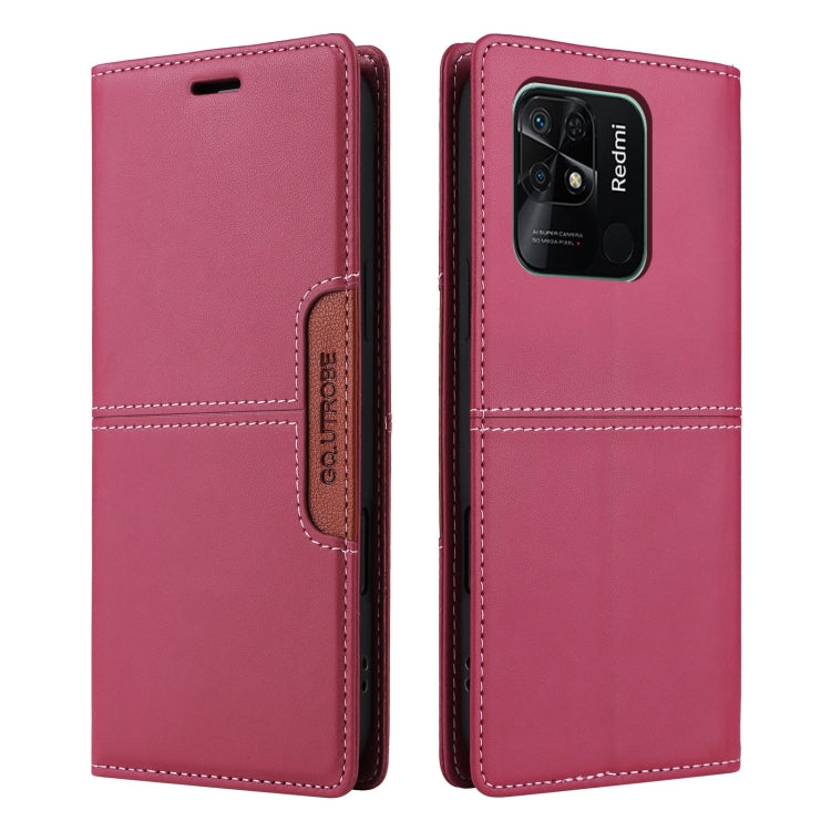 For Redmi 10C GQUTROBE G01 RFID Anti-theft Leather Phone Case(Red)