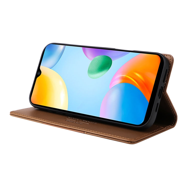 For Redmi 10C GQUTROBE G01 RFID Anti-theft Leather Phone Case(Brown)