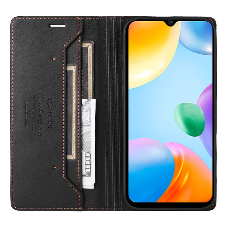 For Redmi 10C GQUTROBE G01 RFID Anti-theft Leather Phone Case(Black)