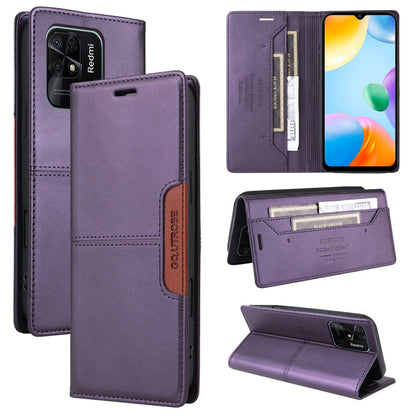 For Redmi 10C GQUTROBE G01 RFID Anti-theft Leather Phone Case(Purple)