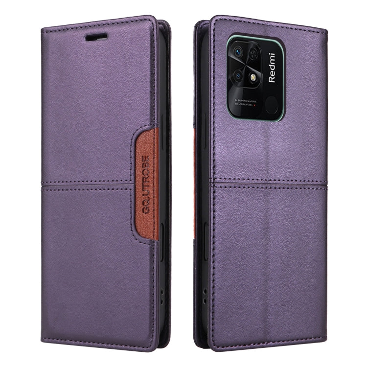 For Redmi 10C GQUTROBE G01 RFID Anti-theft Leather Phone Case(Purple)