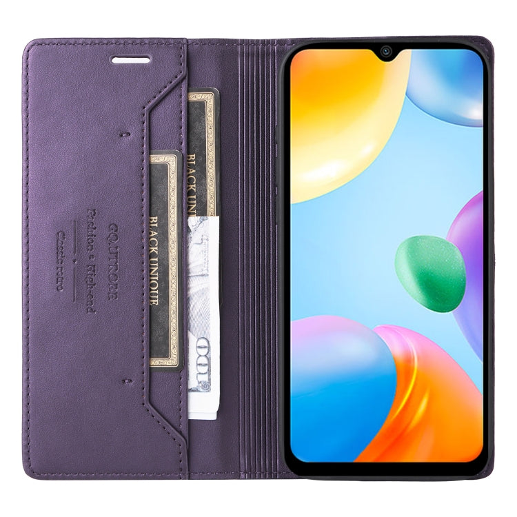 For Redmi 10C GQUTROBE G01 RFID Anti-theft Leather Phone Case(Purple)