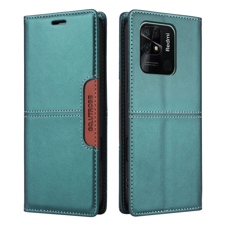 For Redmi 10C GQUTROBE G01 RFID Anti-theft Leather Phone Case(Green)