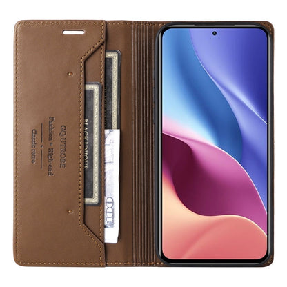 For Redmi K40 GQUTROBE G01 RFID Anti-theft Leather Phone Case(Brown)