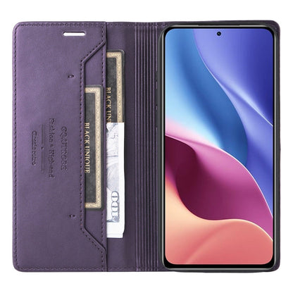 For Redmi K40 GQUTROBE G01 RFID Anti-theft Leather Phone Case(Purple)