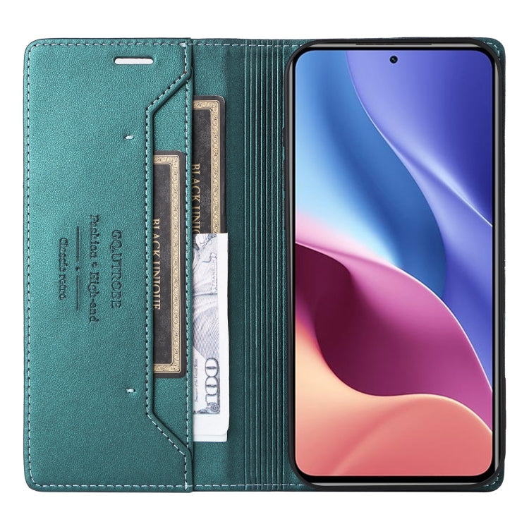 For Redmi K40 GQUTROBE G01 RFID Anti-theft Leather Phone Case(Green)