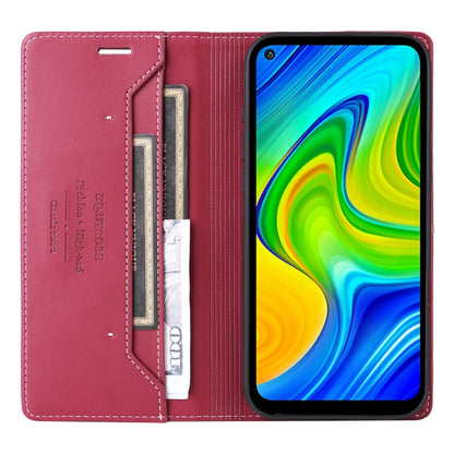 For Redmi Note 9S GQUTROBE G01 RFID Anti-theft Leather Phone Case(Red)