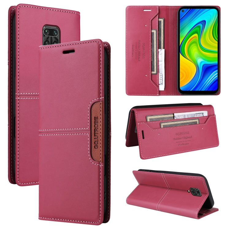 For Redmi Note 9S GQUTROBE G01 RFID Anti-theft Leather Phone Case(Red)