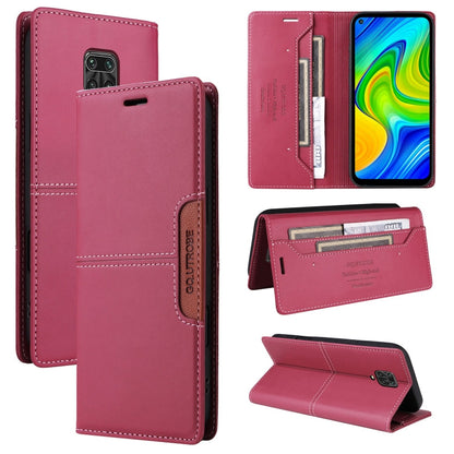 For Redmi Note 9S GQUTROBE G01 RFID Anti-theft Leather Phone Case(Red)