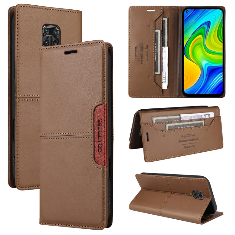 For Redmi Note 9S GQUTROBE G01 RFID Anti-theft Leather Phone Case(Brown)