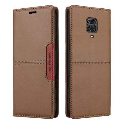 For Redmi Note 9S GQUTROBE G01 RFID Anti-theft Leather Phone Case(Brown)