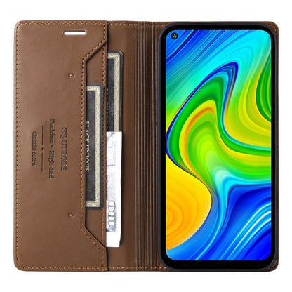 For Redmi Note 9S GQUTROBE G01 RFID Anti-theft Leather Phone Case(Brown)