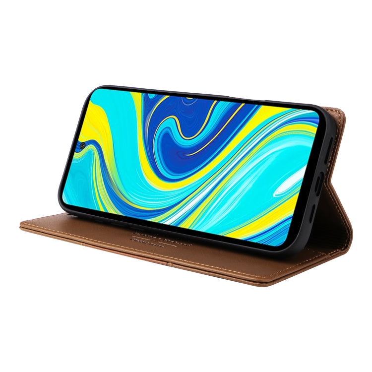 For Redmi Note 9S GQUTROBE G01 RFID Anti-theft Leather Phone Case(Brown)