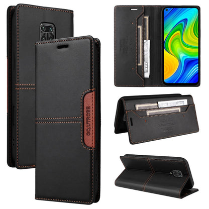 For Redmi Note 9S GQUTROBE G01 RFID Anti-theft Leather Phone Case(Black)