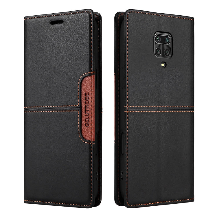 For Redmi Note 9S GQUTROBE G01 RFID Anti-theft Leather Phone Case(Black)
