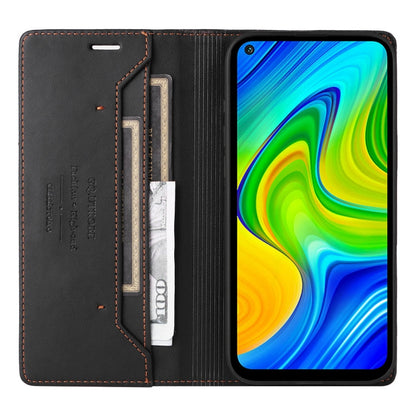 For Redmi Note 9S GQUTROBE G01 RFID Anti-theft Leather Phone Case(Black)
