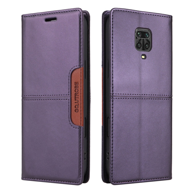 For Redmi Note 9S GQUTROBE G01 RFID Anti-theft Leather Phone Case(Purple)