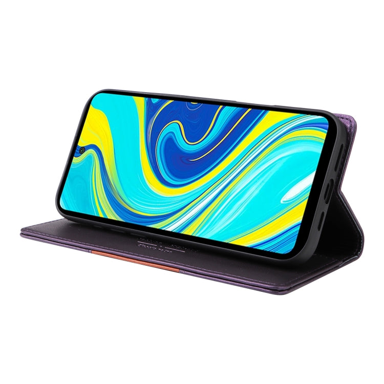 For Redmi Note 9S GQUTROBE G01 RFID Anti-theft Leather Phone Case(Purple)