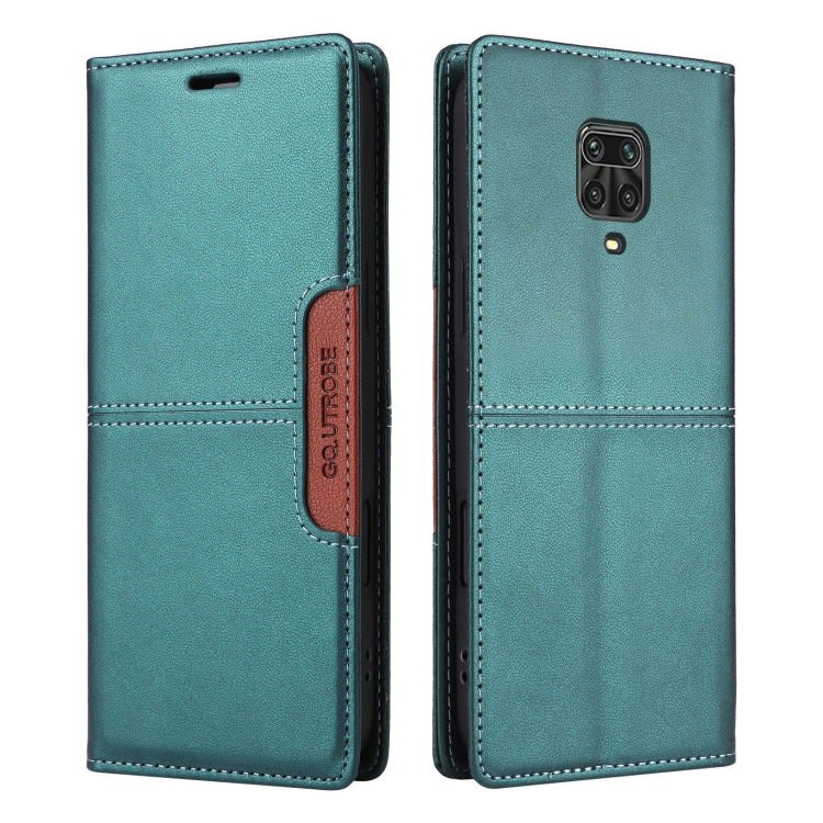 For Redmi Note 9S GQUTROBE G01 RFID Anti-theft Leather Phone Case(Green)