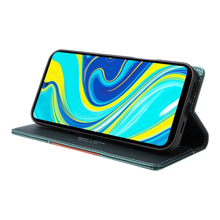 For Redmi Note 9S GQUTROBE G01 RFID Anti-theft Leather Phone Case(Green)