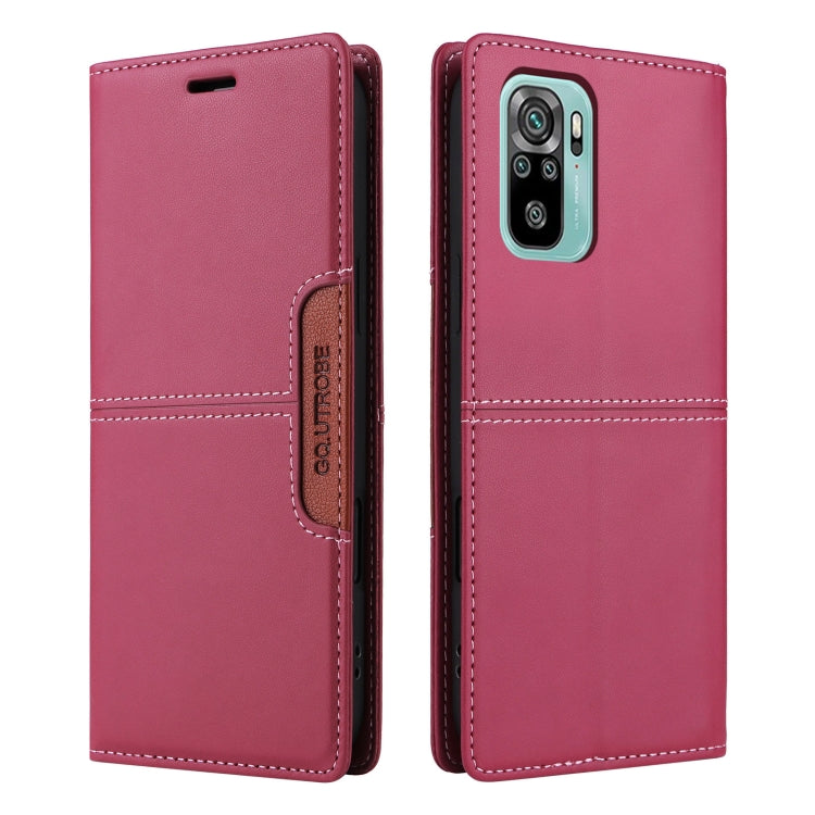 For Redmi Note 10 4G GQUTROBE G01 RFID Anti-theft Leather Phone Case(Red)
