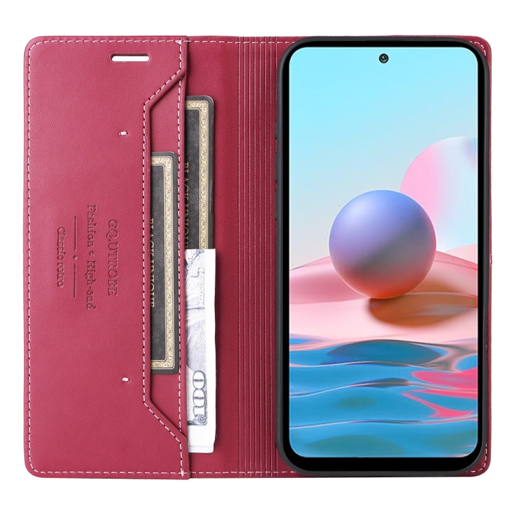 For Redmi Note 10 4G GQUTROBE G01 RFID Anti-theft Leather Phone Case(Red)