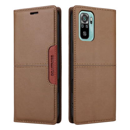 For Redmi Note 10 4G GQUTROBE G01 RFID Anti-theft Leather Phone Case(Brown)