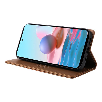 For Redmi Note 10 4G GQUTROBE G01 RFID Anti-theft Leather Phone Case(Brown)