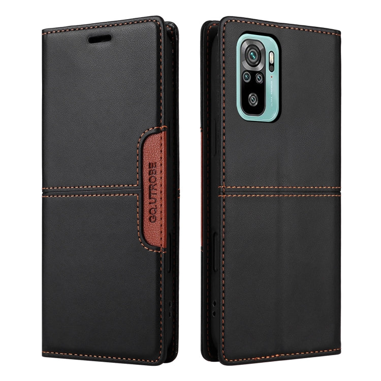 For Redmi Note 10 4G GQUTROBE G01 RFID Anti-theft Leather Phone Case(Black)