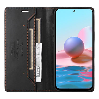 For Redmi Note 10 4G GQUTROBE G01 RFID Anti-theft Leather Phone Case(Black)
