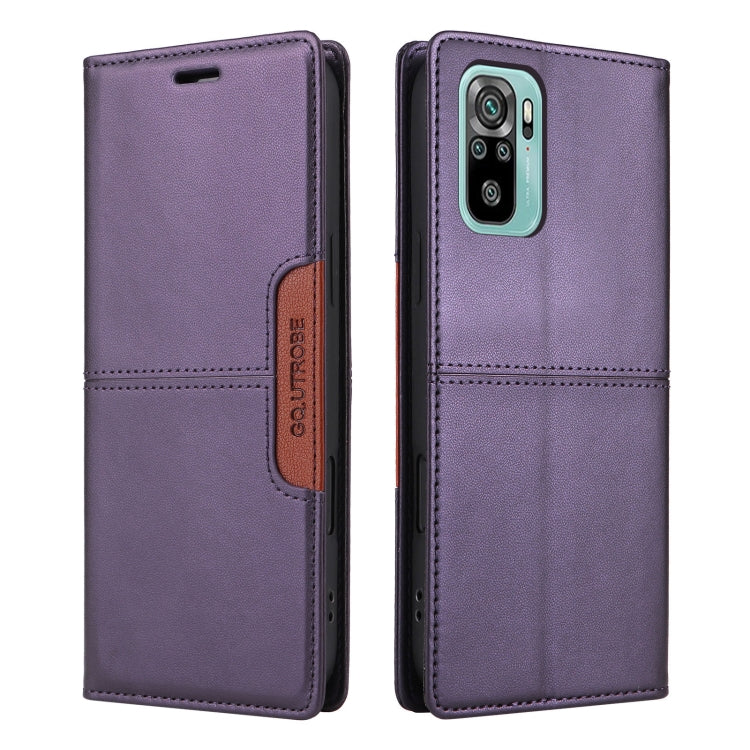 For Redmi Note 10 4G GQUTROBE G01 RFID Anti-theft Leather Phone Case(Purple)