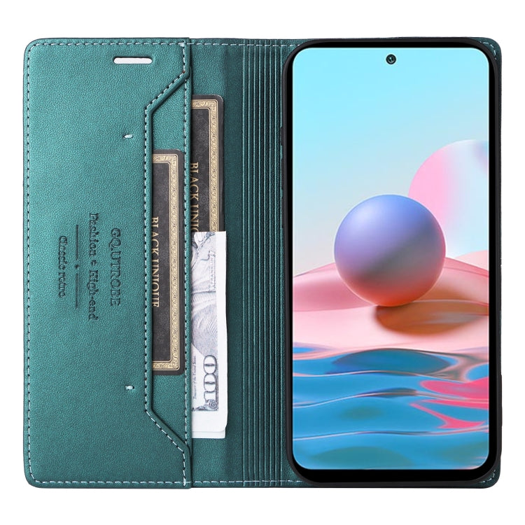 For Redmi Note 10 4G GQUTROBE G01 RFID Anti-theft Leather Phone Case(Green)