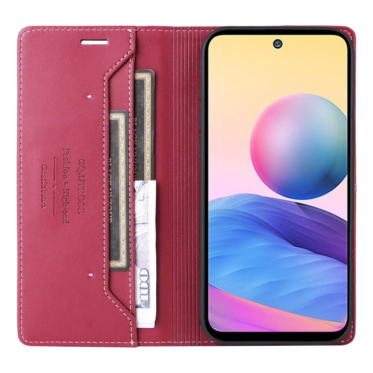 For Redmi Note 10 5G GQUTROBE G01 RFID Anti-theft Leather Phone Case(Red)