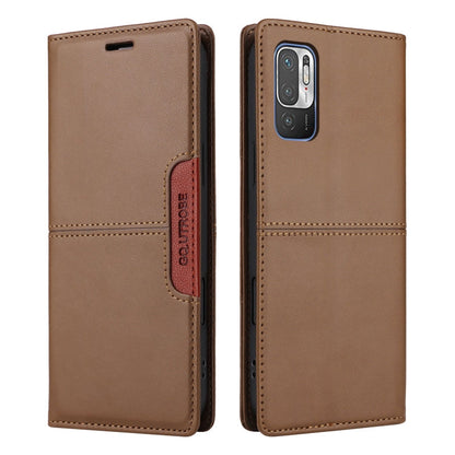 For Redmi Note 10 5G GQUTROBE G01 RFID Anti-theft Leather Phone Case(Brown)