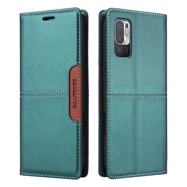 For Redmi Note 10 5G GQUTROBE G01 RFID Anti-theft Leather Phone Case(Green)