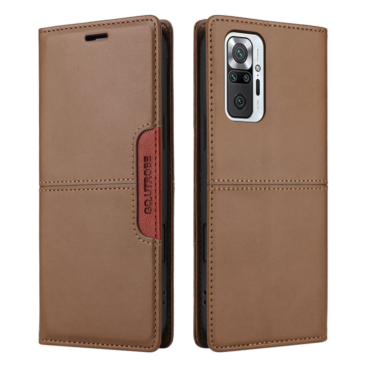 For Redmi Note 10 Pro 4G GQUTROBE G01 RFID Anti-theft Leather Phone Case(Brown)