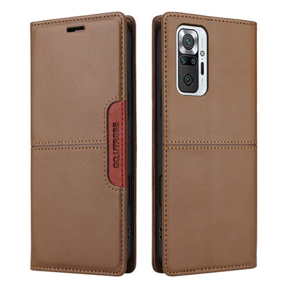 For Redmi Note 10 Pro 4G GQUTROBE G01 RFID Anti-theft Leather Phone Case(Brown)