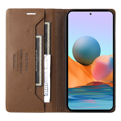For Redmi Note 10 Pro 4G GQUTROBE G01 RFID Anti-theft Leather Phone Case(Brown)