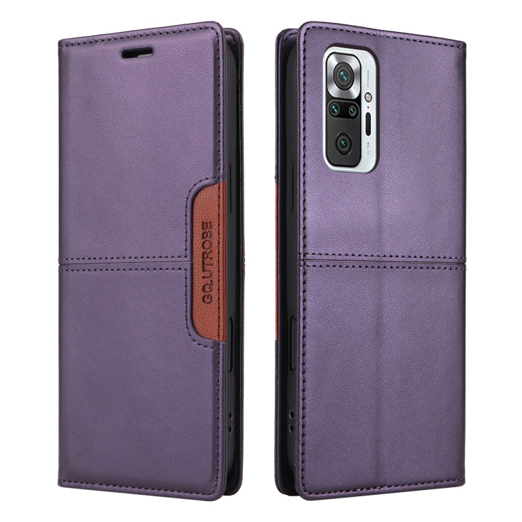 For Redmi Note 10 Pro 4G GQUTROBE G01 RFID Anti-theft Leather Phone Case(Purple)