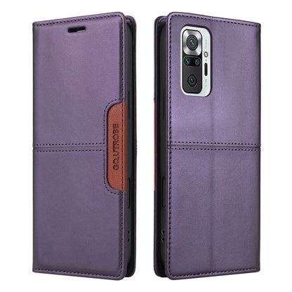 For Redmi Note 10 Pro 4G GQUTROBE G01 RFID Anti-theft Leather Phone Case(Purple)