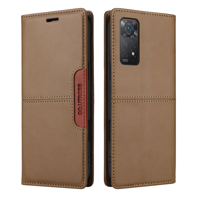 For Redmi Note 11 Pro Global GQUTROBE G01 RFID Anti-theft Leather Phone Case(Brown)